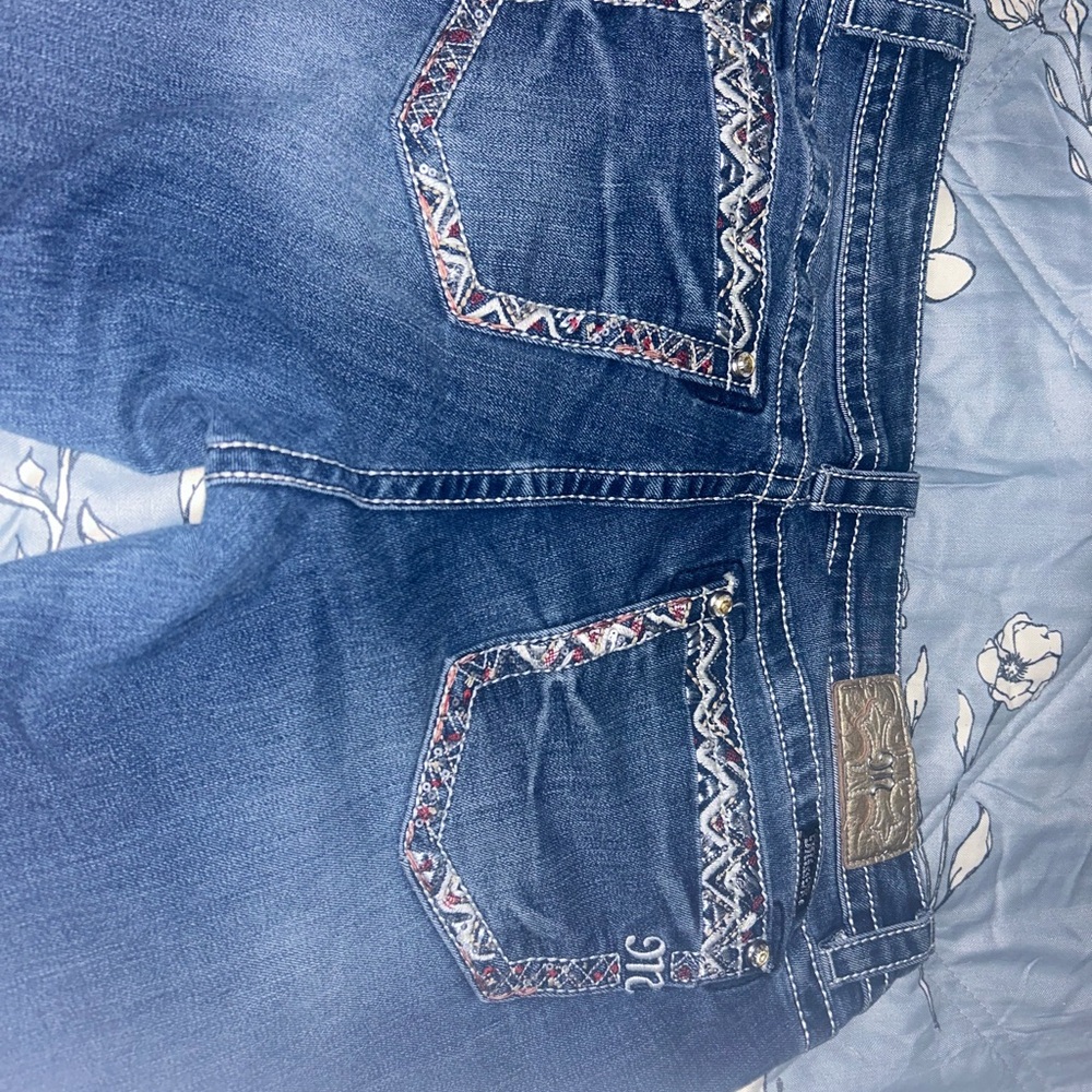 Miss Me Blue Boot Cut Jeans with Embroidery